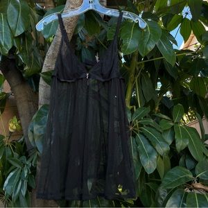 Victoria’s Secret black mesh / fishnet slip with key charm detail on the chest